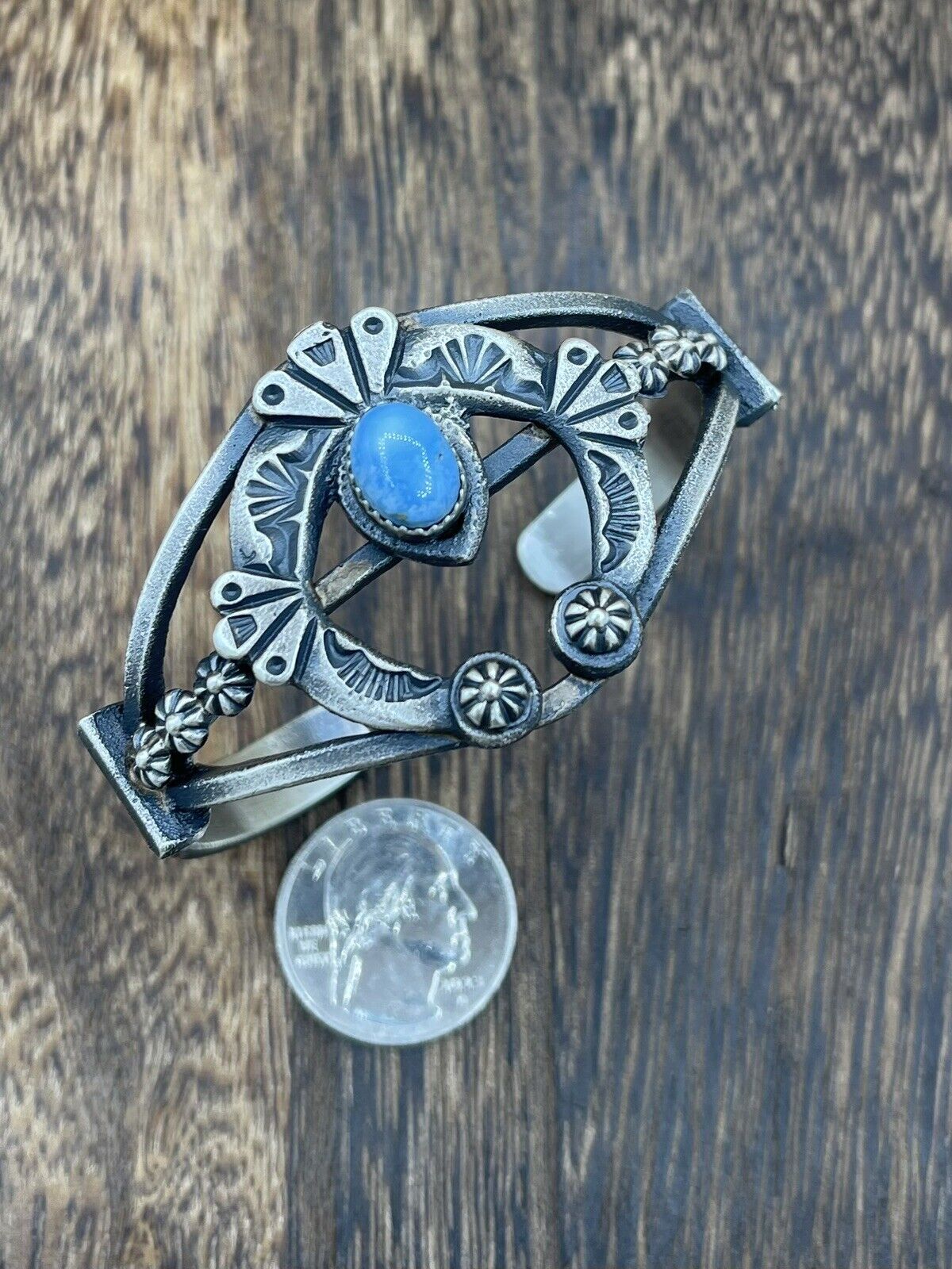 Native American Silver Navajo Handmade Golden Hills Turquoise Old look Bracelet