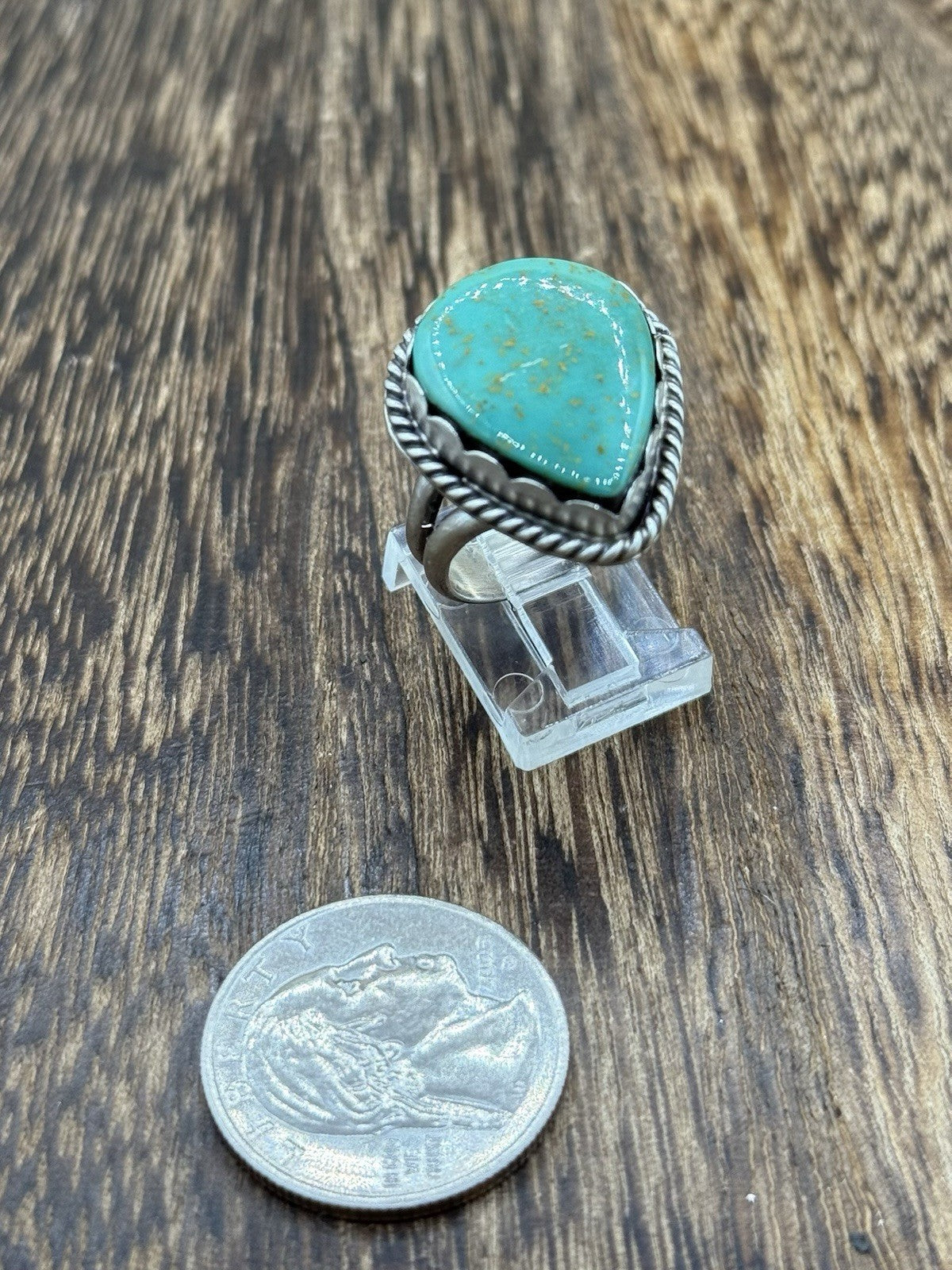 Native American Navajo Handmade Sterling Silver Royston Turquoise Ring Size 7