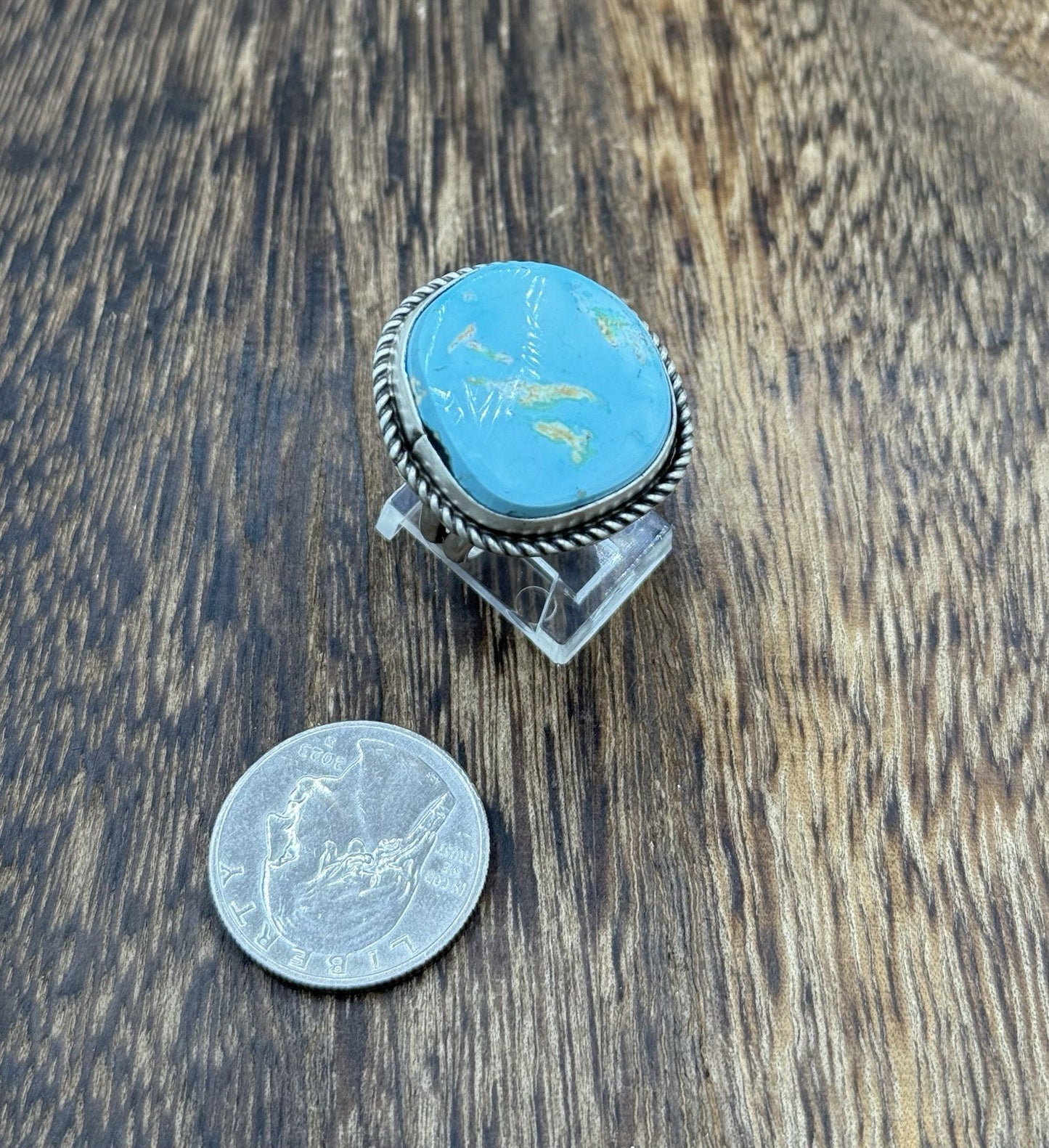 Native American Navajo Handmade Sterling Silver Royston Turquoise Ring Size 9