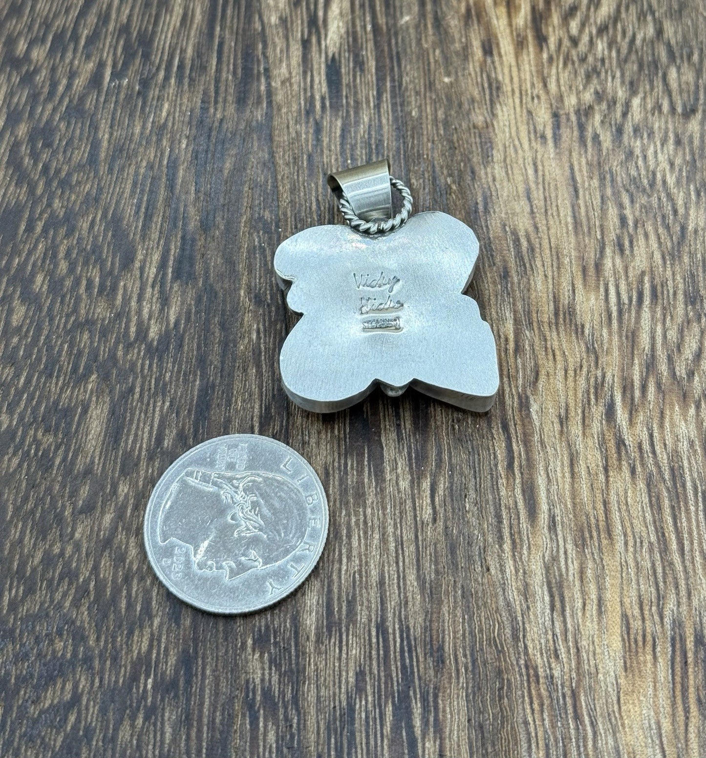 Navajo Handmade Sterling Silver Multi Color Turquoise Spiny Cluster Pendant