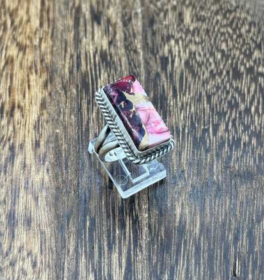 Navajo Handmade Sterling Silver Dahlia Rose Adjustable Ring Size 7 To 10