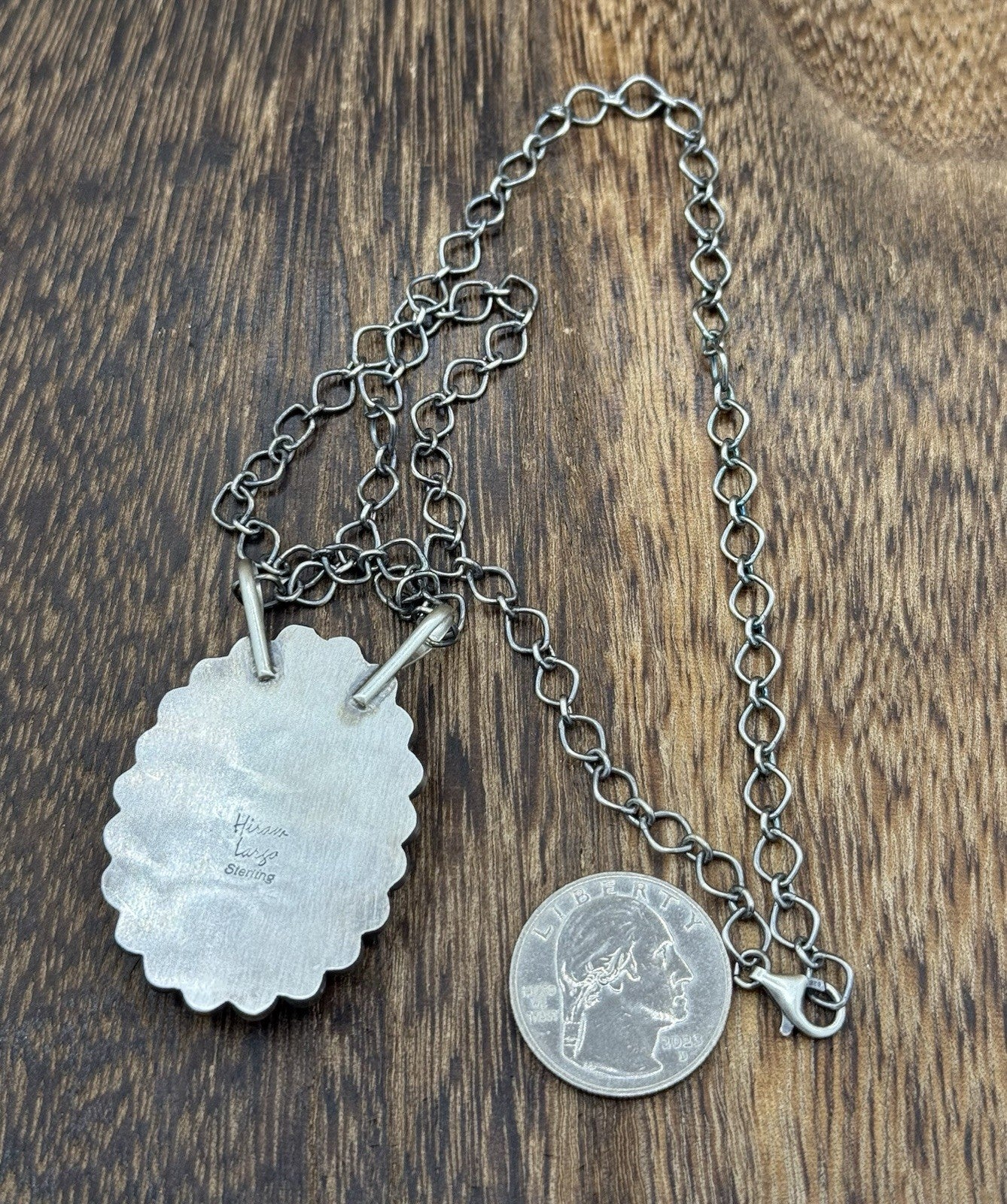 Native Navajo Handmade Sterling Silver Sonoran Gold Turquoise Necklace 18” Large