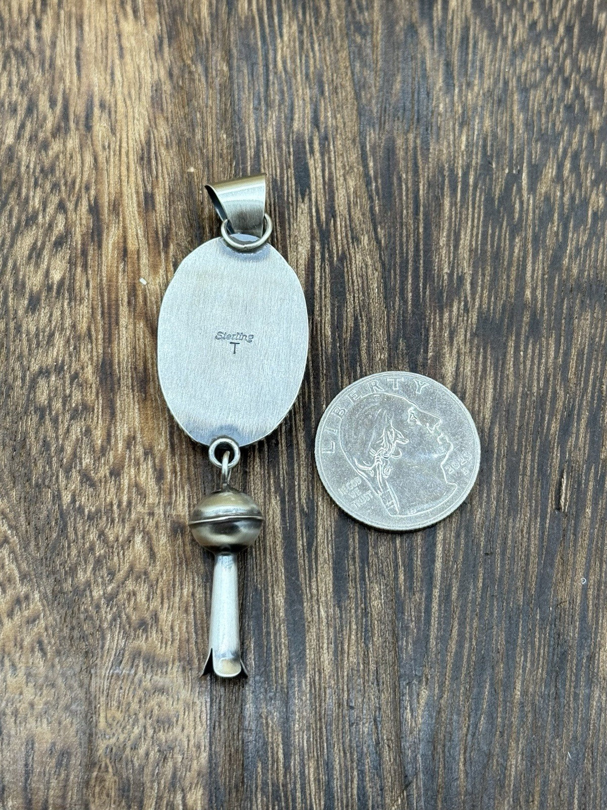 Native Navajo Handmade Sterling Silver Violet Rose Dahlia Dangle Blossom Pendant