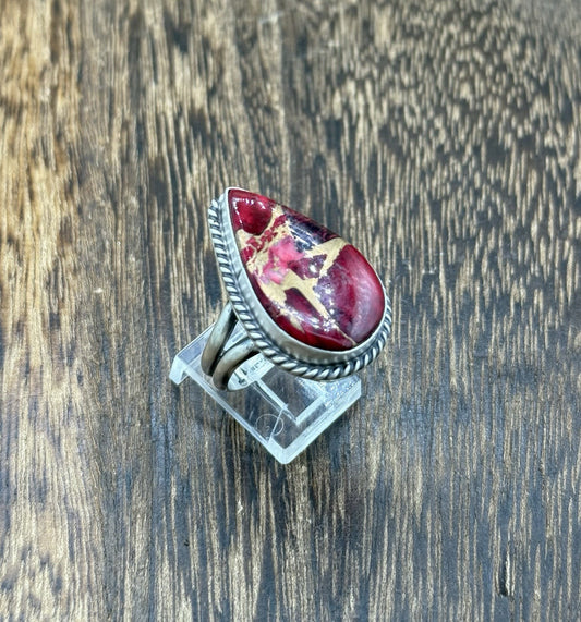 Navajo Handmade Sterling Silver Dahlia Rose Adjustable Ring Size 7 To 10