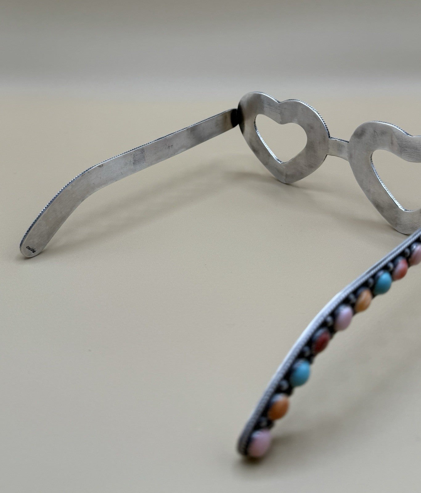 First Ever Navajo Handmade Sterling Silver Multi Stone Glasses By Tricia Smith