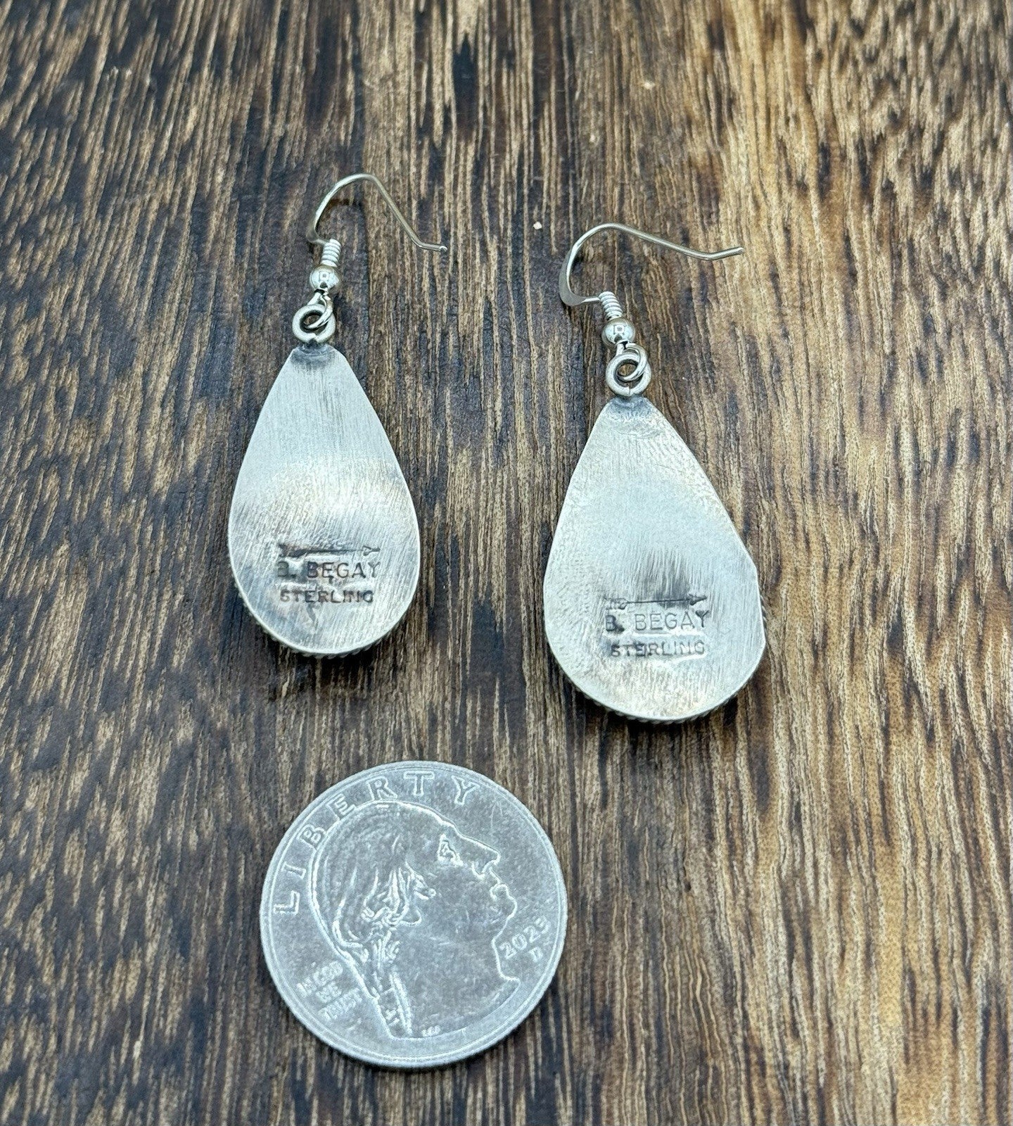 Navajo Handmade Sterling Silver Violet Rose Dahlia Dangle Drop Earrings Byron B.