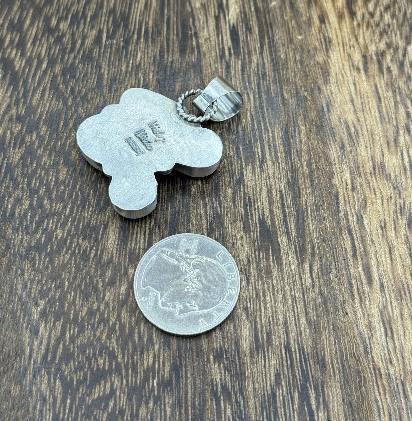 Navajo Handmade Sterling Silver Multi Color Turquoise Spiny Cluster Pendant