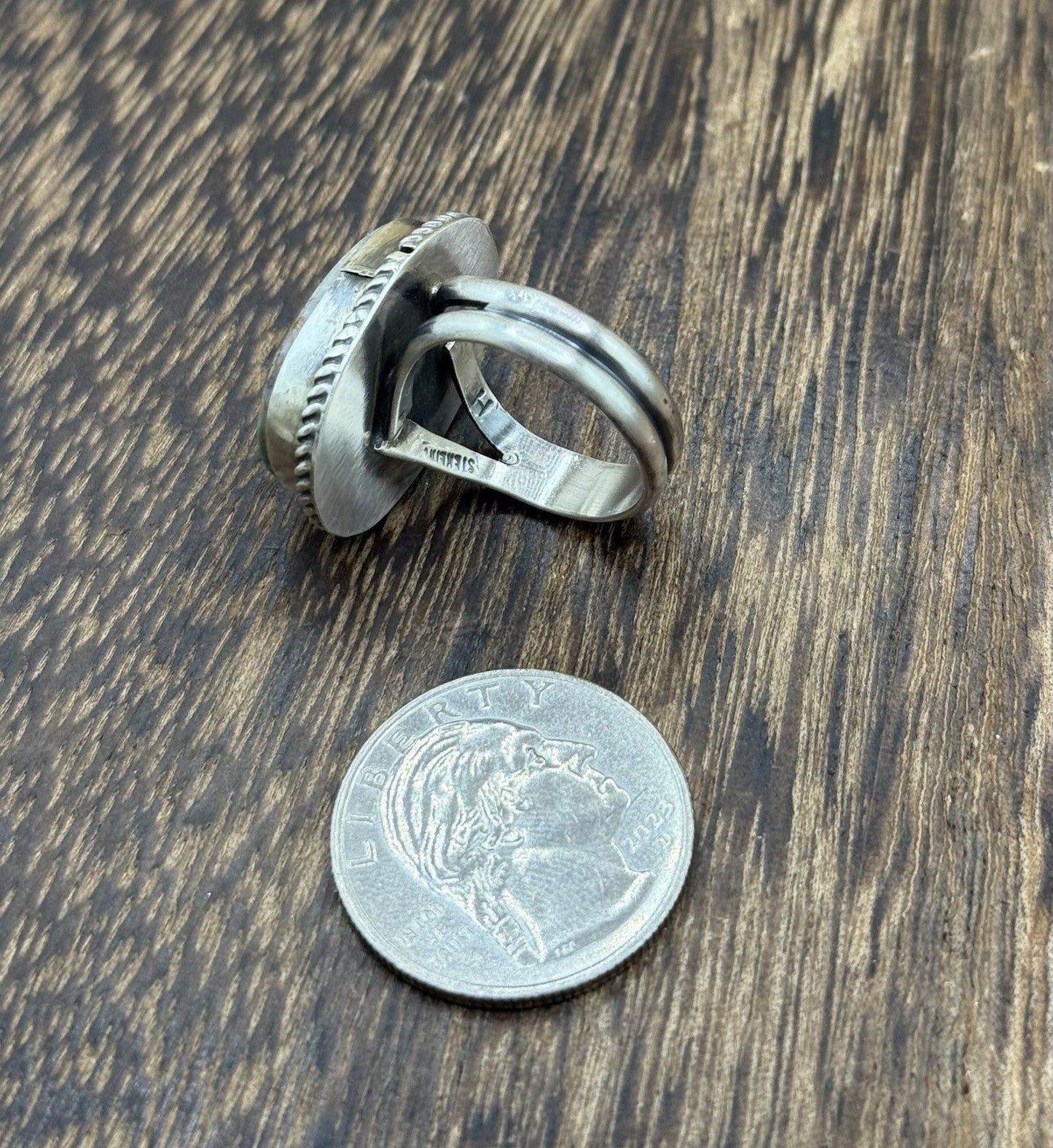 Native American Navajo Handmade Sterling Silver Royston Turquoise Ring Size 8