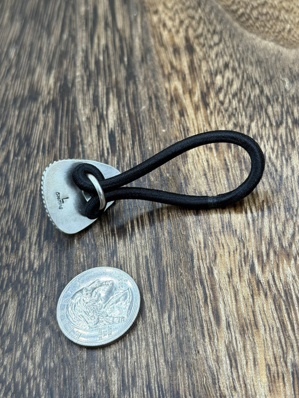 Native American Navajo Handmade Sterling Silver Royston Turquoise Hair Tie