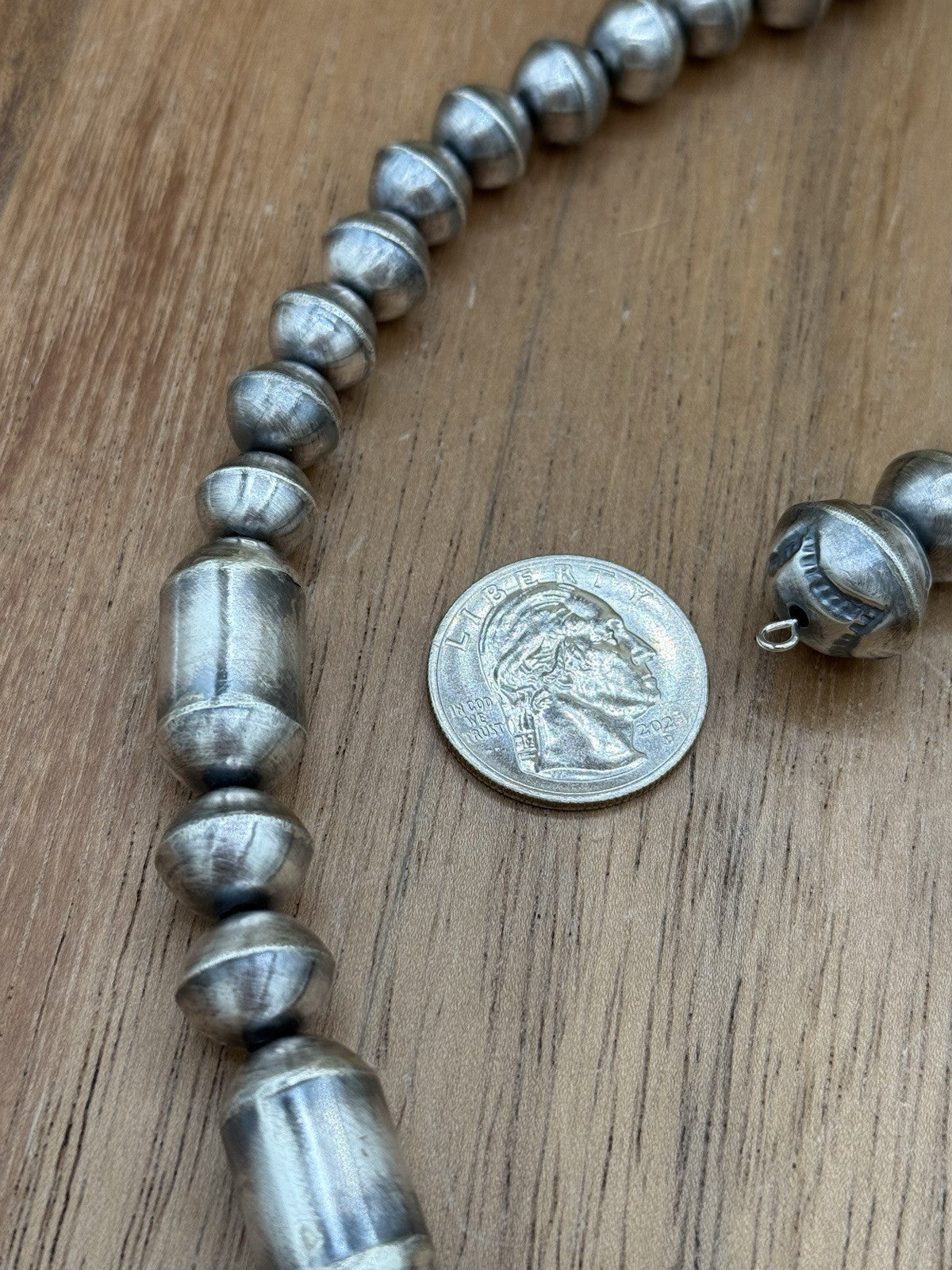 Authentic Navajo Handmade Old Look Navajo Pearl Bead Necklace And Earrings 18”