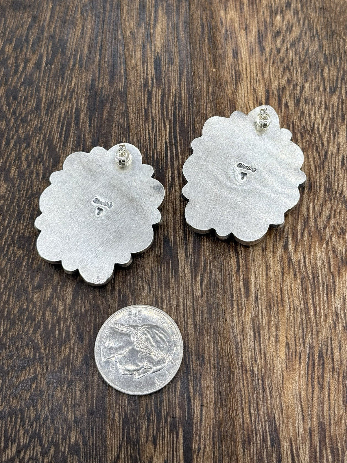 Navajo Handmade Sterling Silver Kingman Turquoise Cluster Earrings Tricia Smith