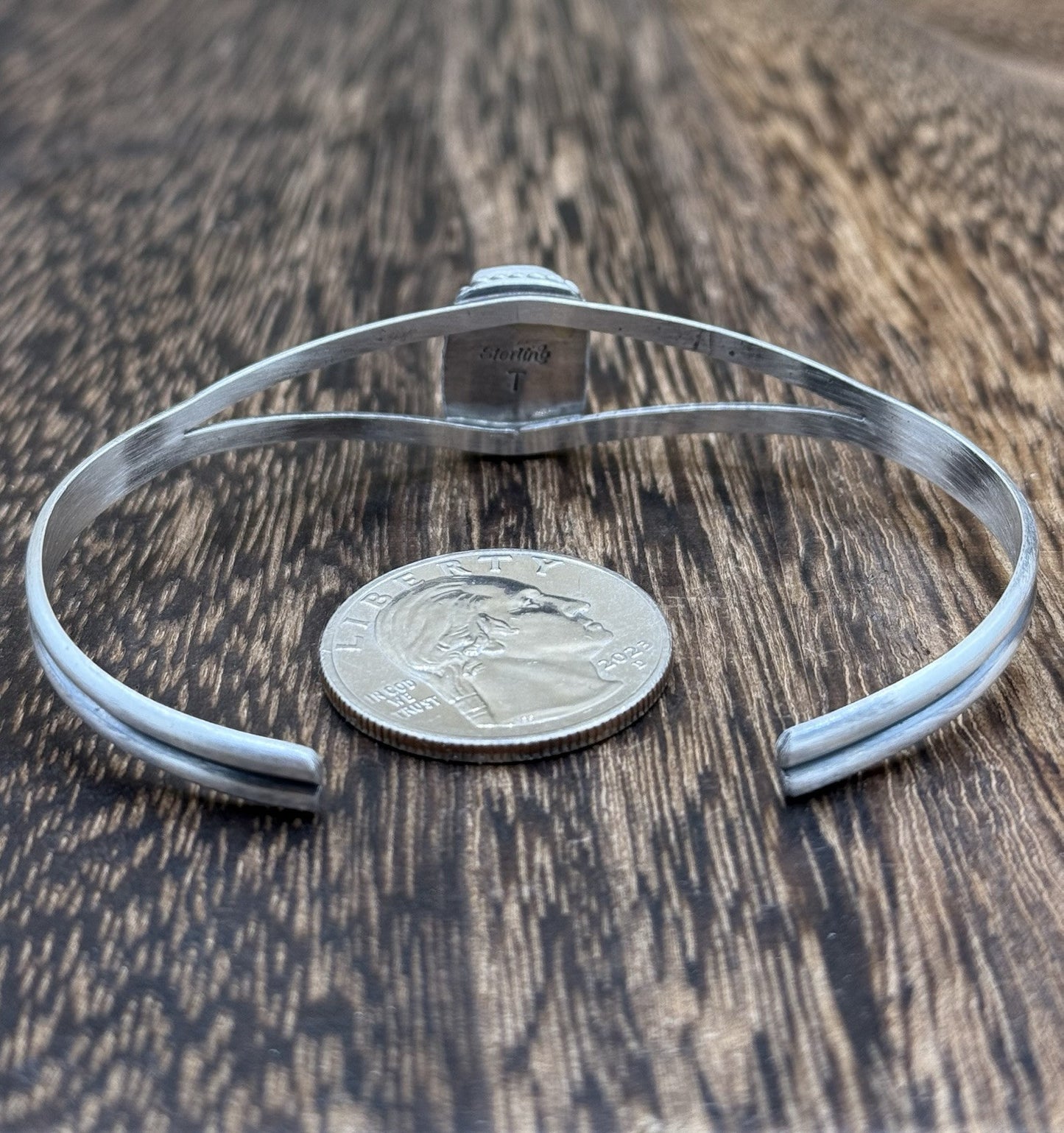 Navajo Handmade Sterling Silver Golden Hills Turquoise Stacker Old Look Bracelet