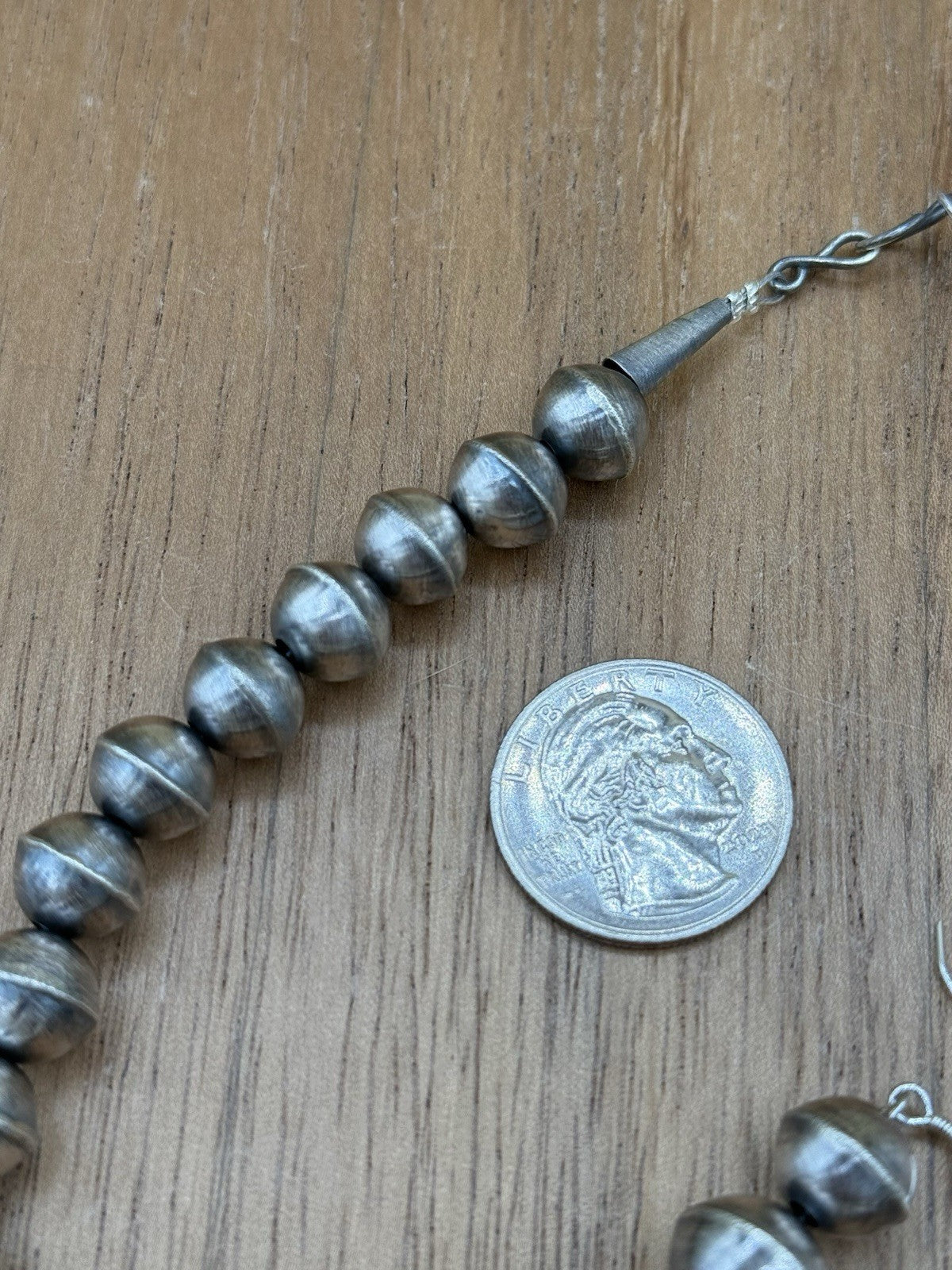 Authentic Navajo Handmade Old Look Navajo Pearl Bead Necklace And Earrings 18”