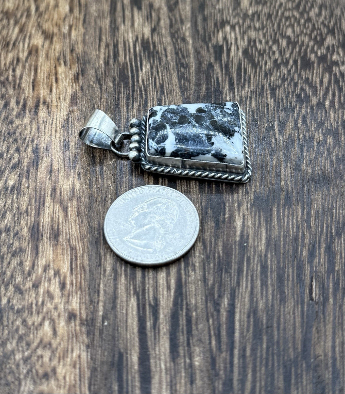 Native American Navajo Handmade Sterling Silver White Buffalo Pendant Old Look