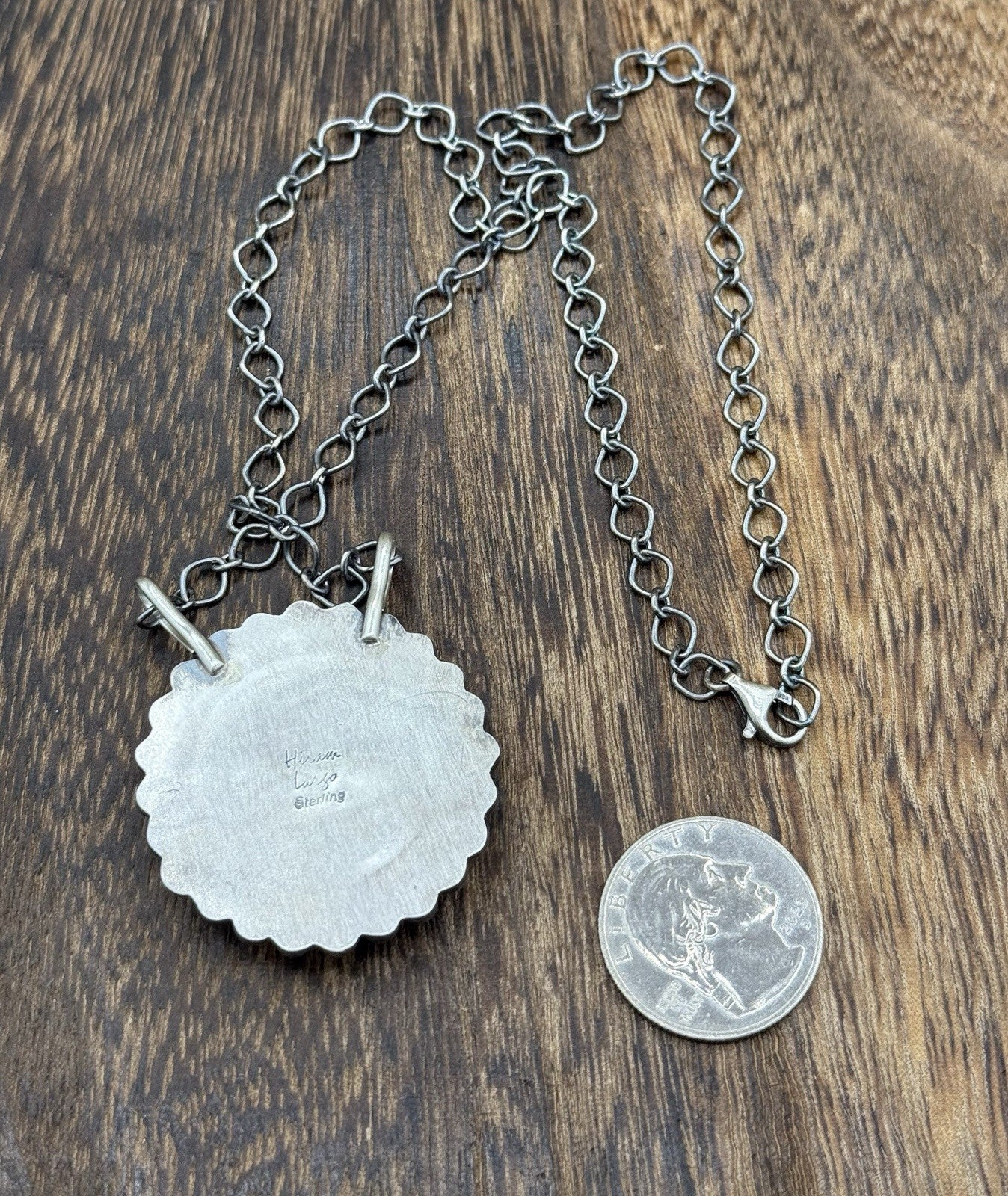 Native Navajo Handmade Sterling Silver Sonoran Gold Turquoise Necklace 18” Large