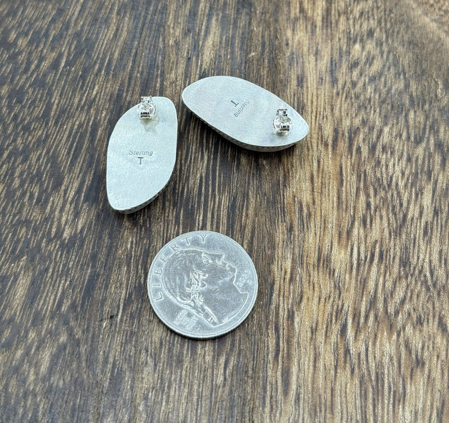 Native Navajo Handmade Sterling Silver Red Spiny Oyster Shell Post Stud Earrings