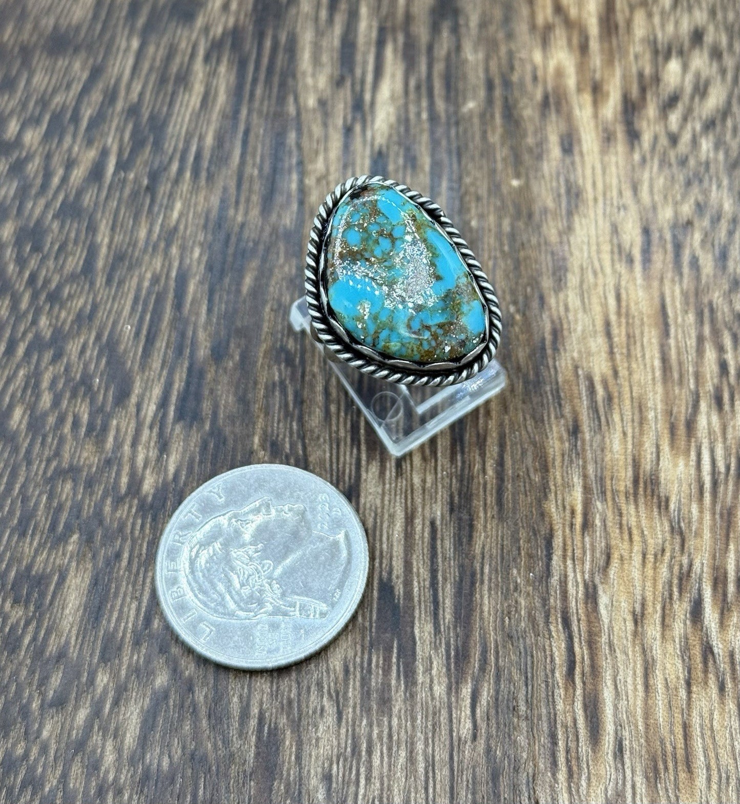 Native American Navajo Handmade Sterling Silver Royston Turquoise Ring Size 7