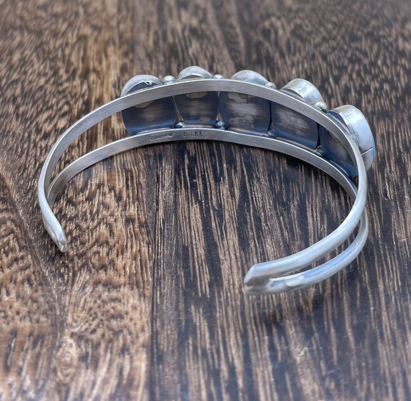 Native American Navajo Handmade Sterling Silver Multi Stone color Cuff Bracelet