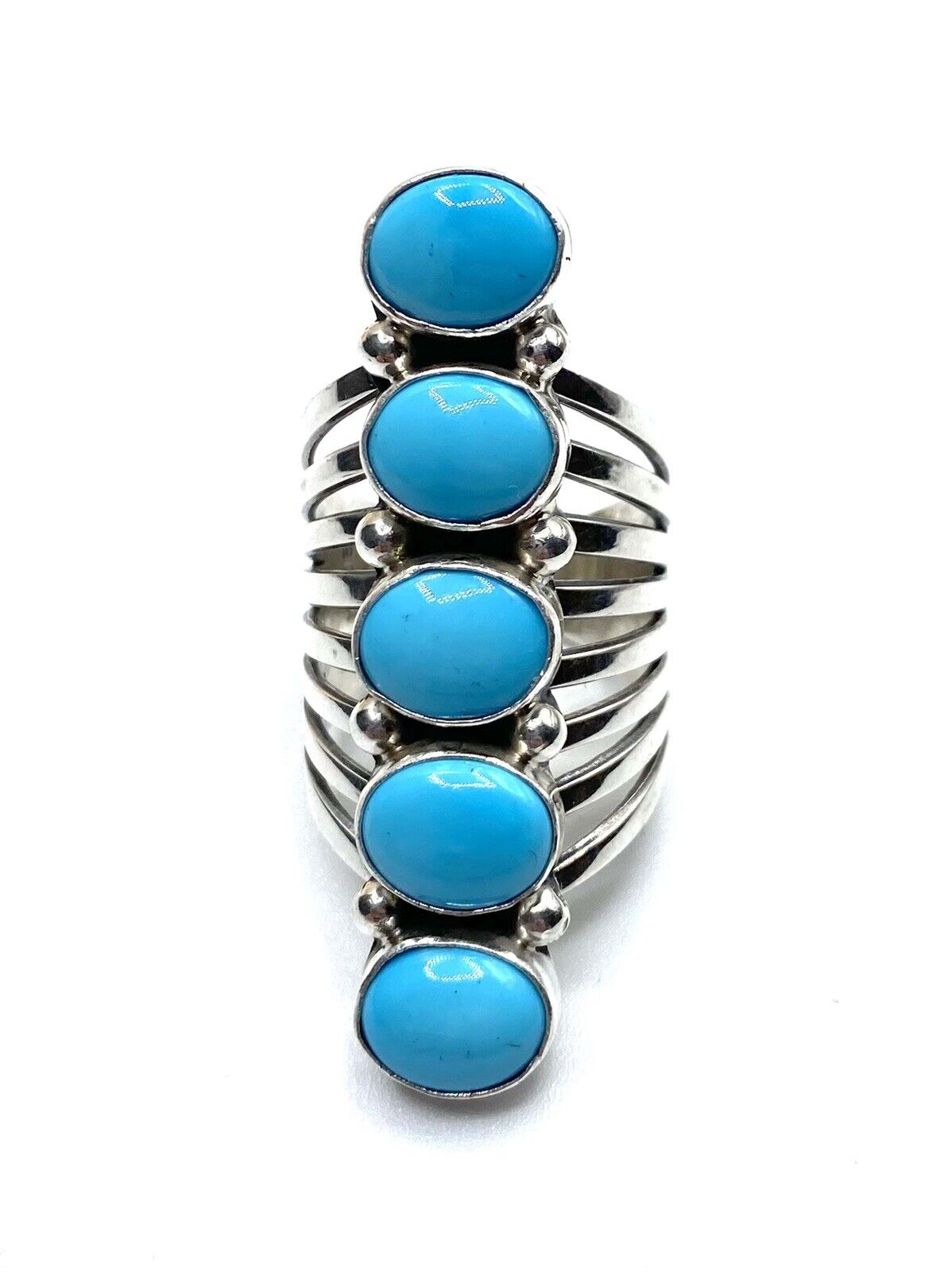 Native American Sterling Navajo Handmade Sleeping Beauty Turquoise Ring Size 6