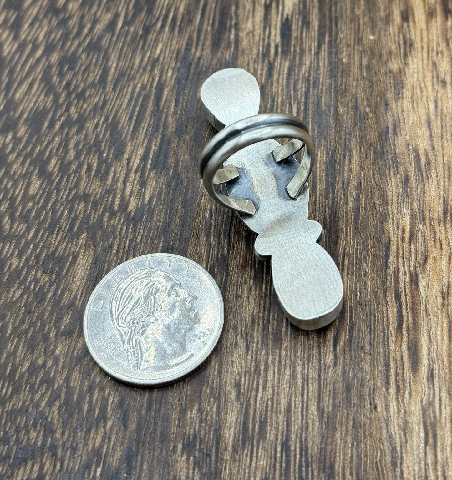 Navajo Handmade Sterling Silver Blue Bird Turquoise Cluster Ring Size 7