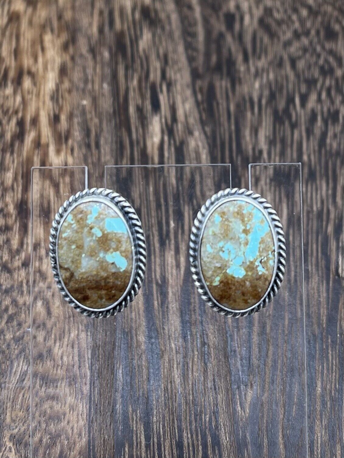 Navajo Handmade Sterling Silver Sonoran Turquoise Post Stud Earrings Byron Begay