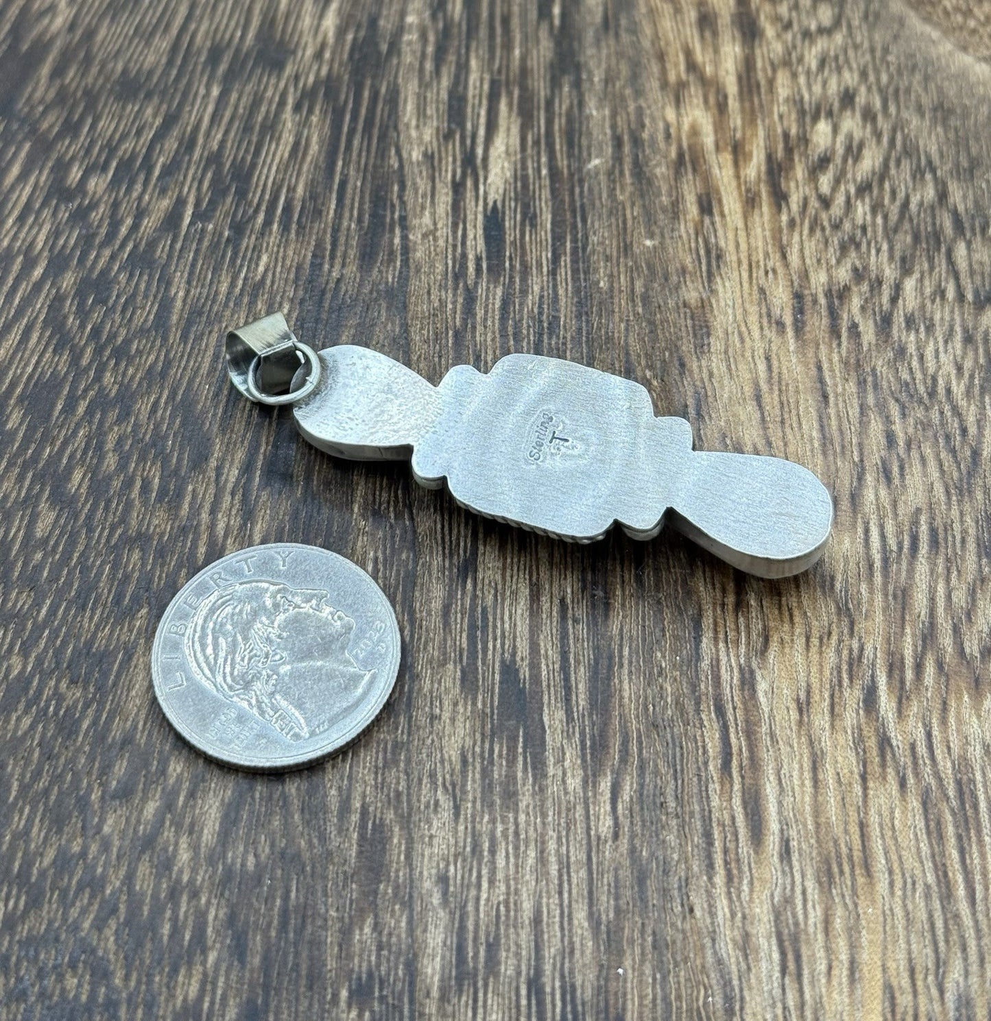 Navajo Handmade Sterling Silver Red Spiny Oyster Shell Cluster Drop Pendant