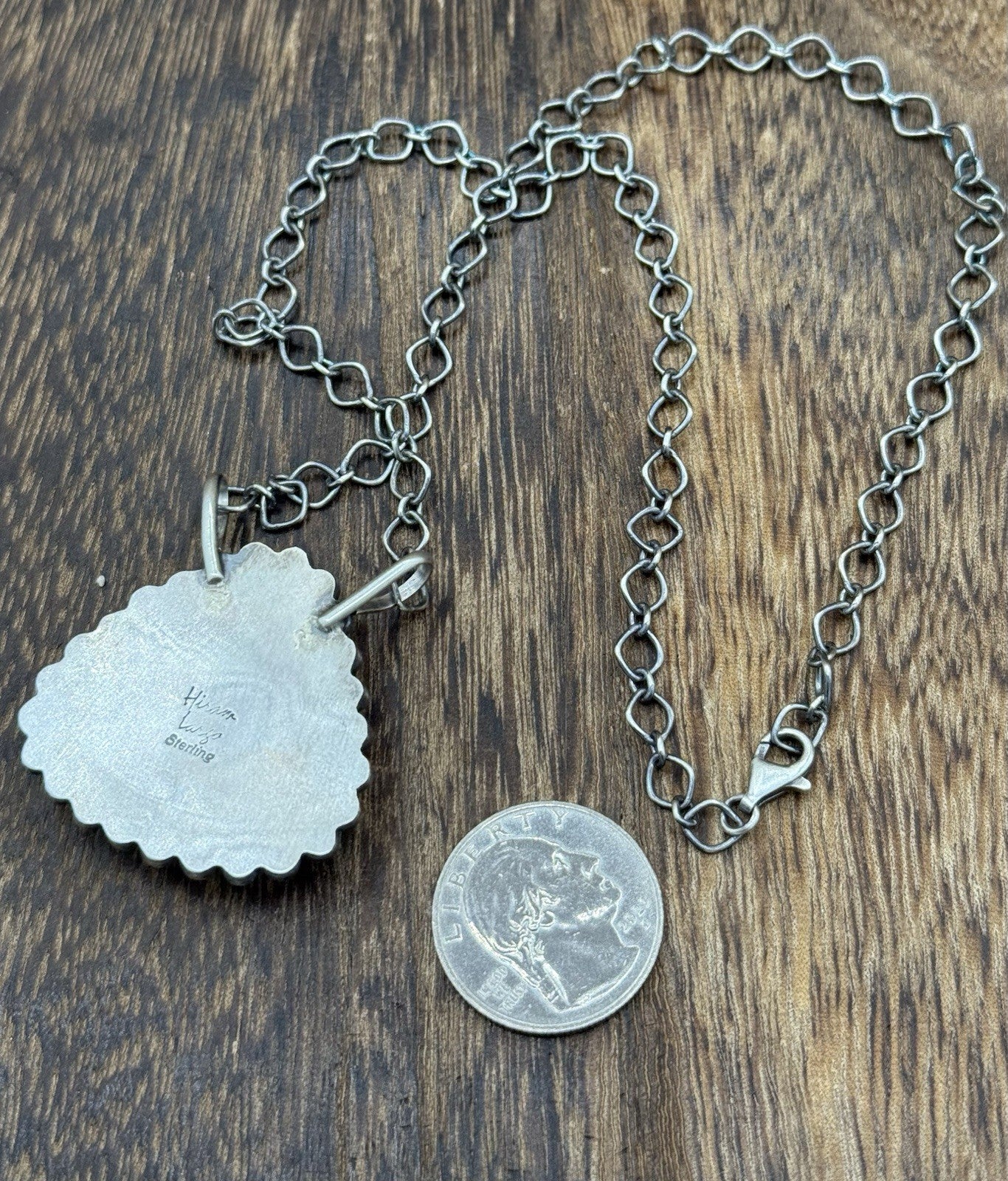 Native Navajo Handmade Sterling Silver Sonoran Gold Turquoise Necklace 18” Large