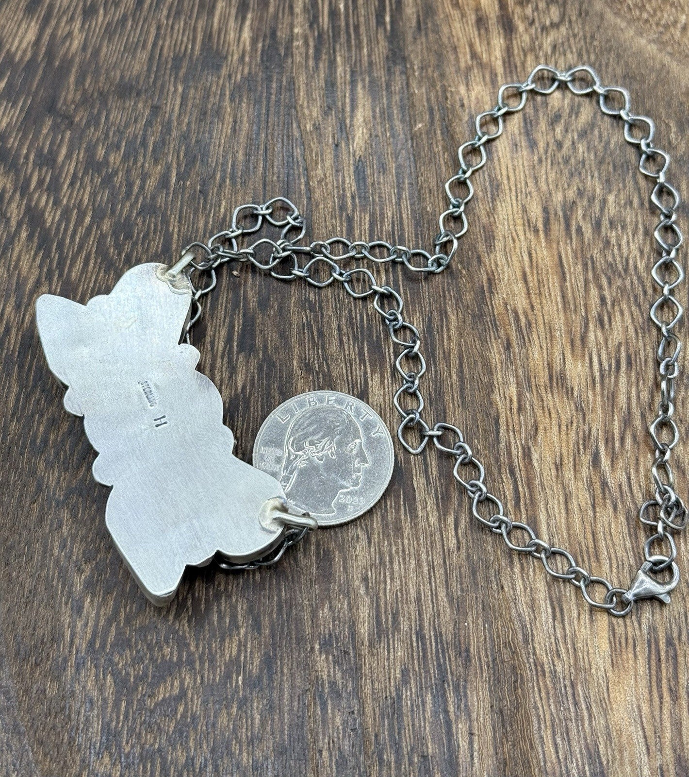 Navajo Handmade Sterling Silver Multi Stone Color Cluster Bar Necklace 18”