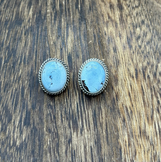 Native Navajo Handmade Sterling Silver Golden Hills Turquoise Post Stud Earrings