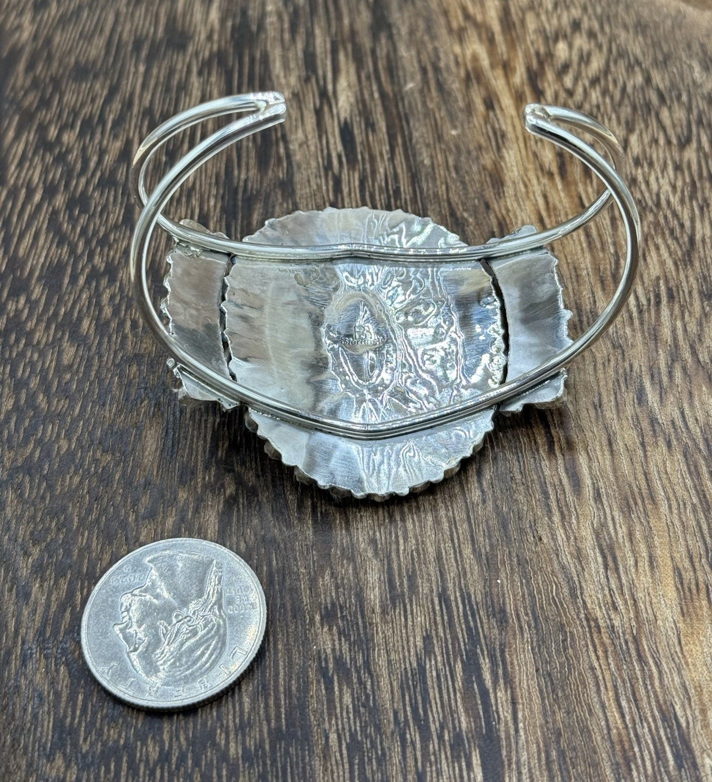 Native American Navajo Handmade Sterling Silver Turquoise Cluster Cuff Bracelet