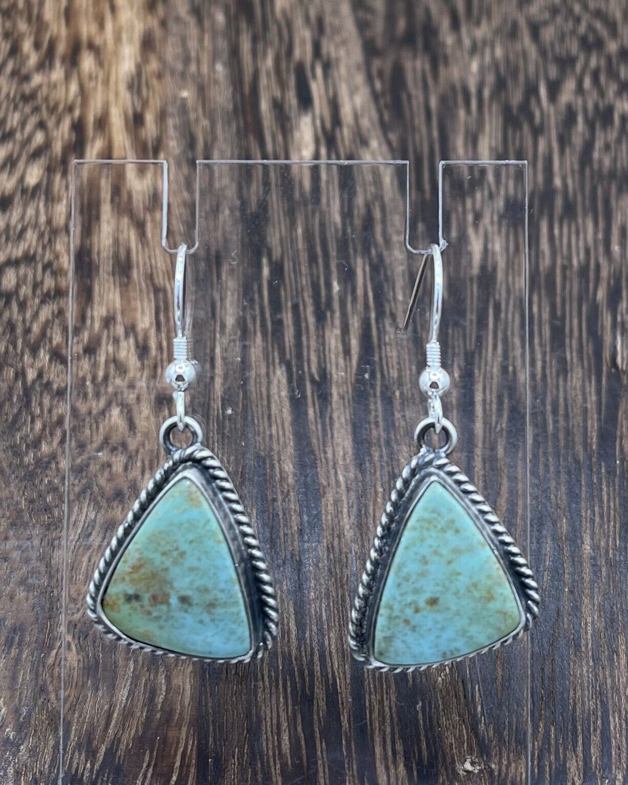 Navajo Handmade Sterling Silver Sonoran Turquoise Dangle Earrings By Byron Begay