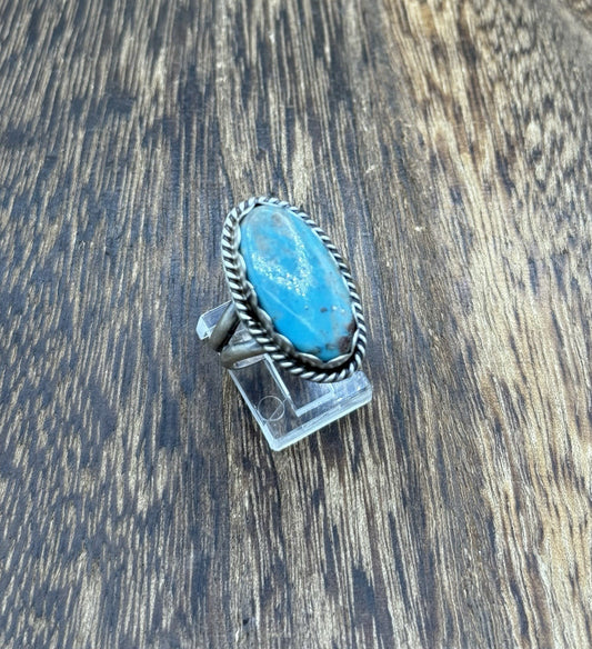 Native American Navajo Handmade Sterling Silver Royston Turquoise Ring Size 9