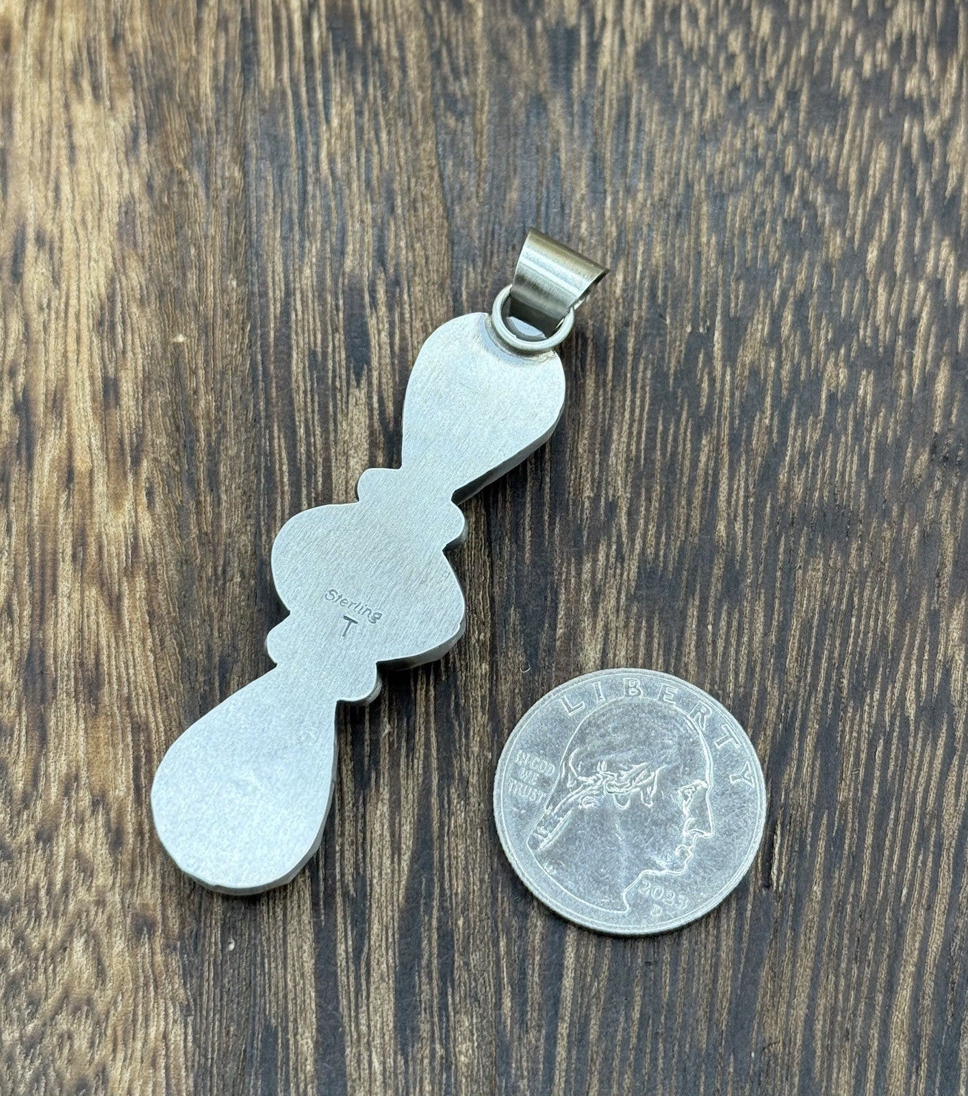 Navajo Handmade Sterling Silver Blue Glacier Turquoise Cluster Drop Pendant