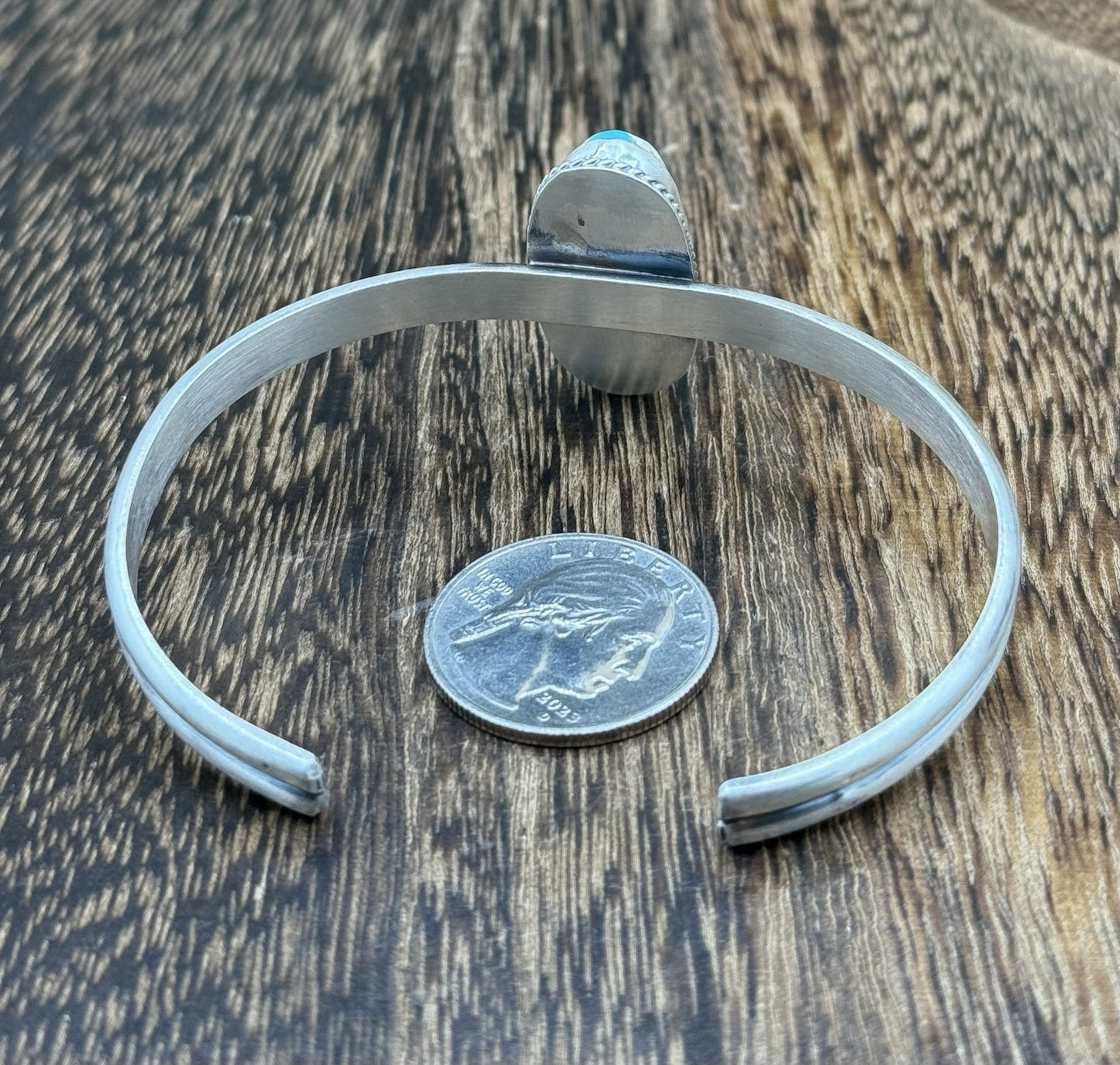 Navajo Handmade Sterling Silver Royston Turquoise Stacker Cuff Bracelet