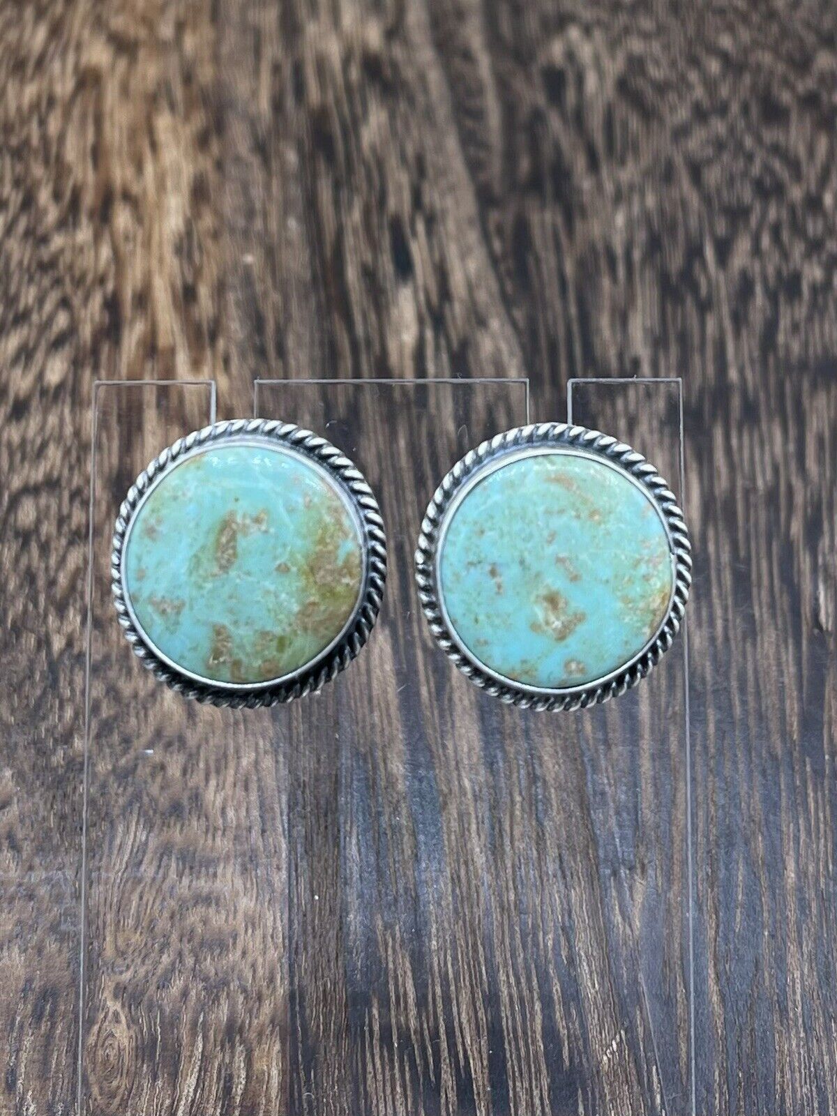 Navajo Handmade Sterling Silver Sonoran Turquoise Post Stud Earrings Byron Begay