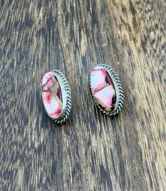 Native Navajo Handmade Sterling Silver Dahlia Rose Stud Earrings