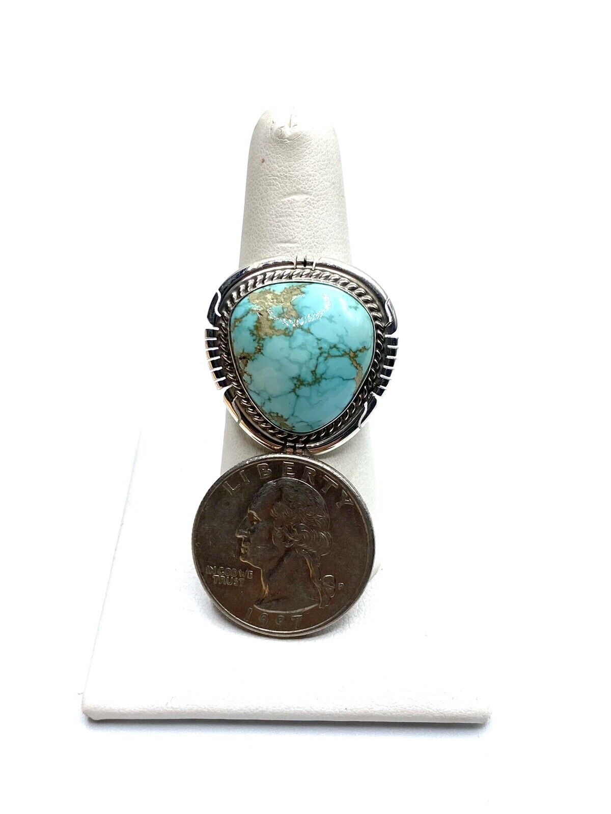 Native American Sterling Navajo Handmade Sonoran Rose Turquoise Ring Size 9