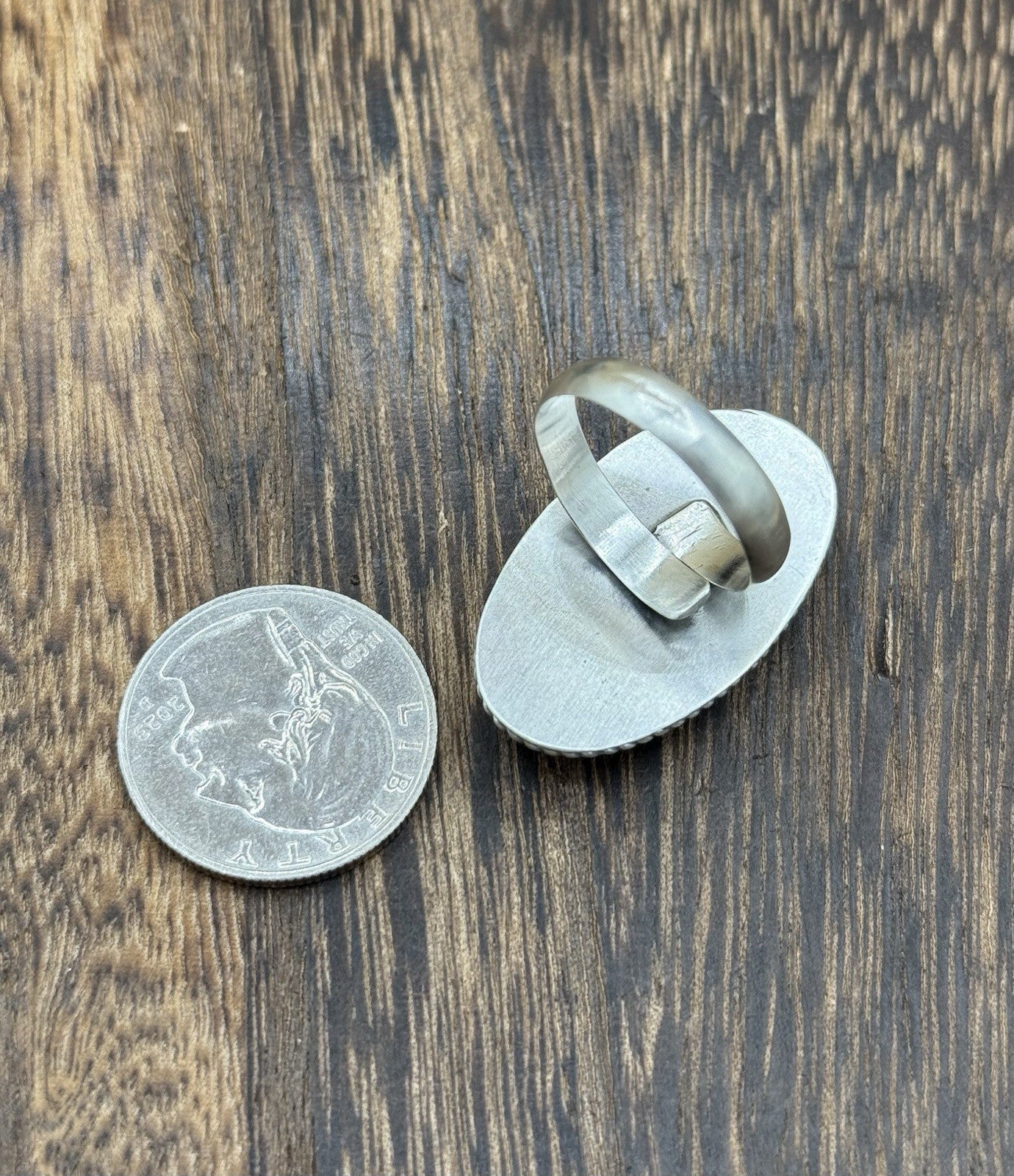 Navajo Handmade Sterling Silver Violet Rose Adjustable Ring  Size 7 To 10