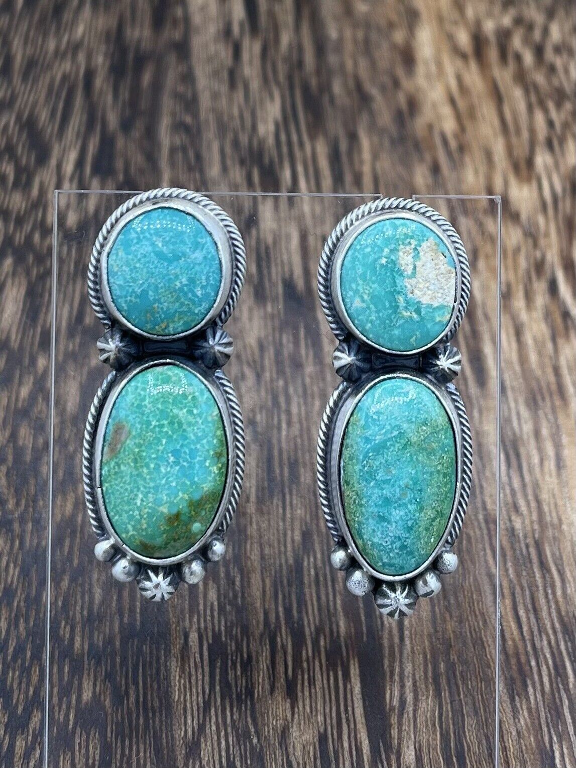 Native American Navajo Handmade Silver Sonoran Bella Turquoise Post Earrings