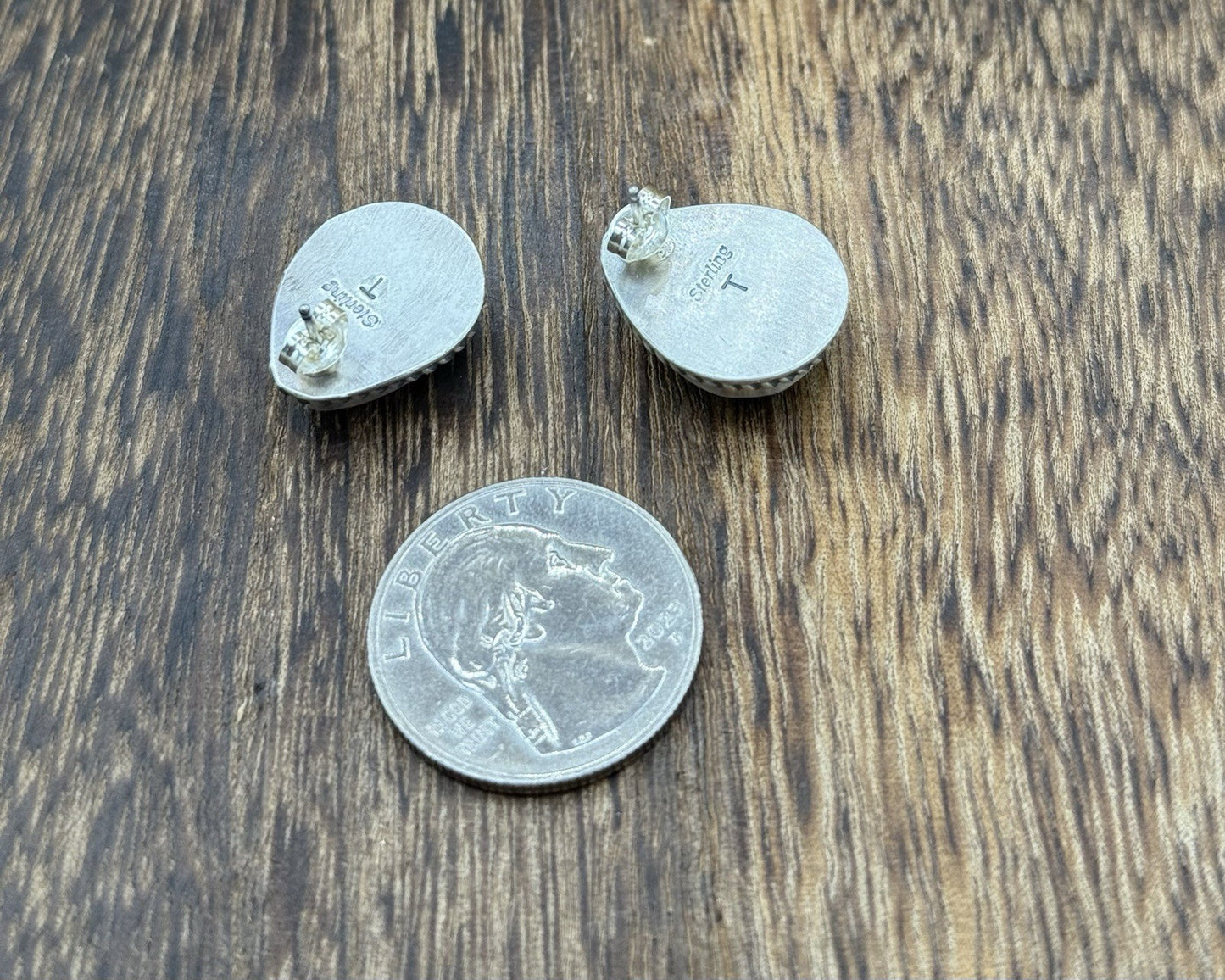 Navajo Handmade Sterling Silver Sonoran Gold Turquoise Post Stud Earrings
