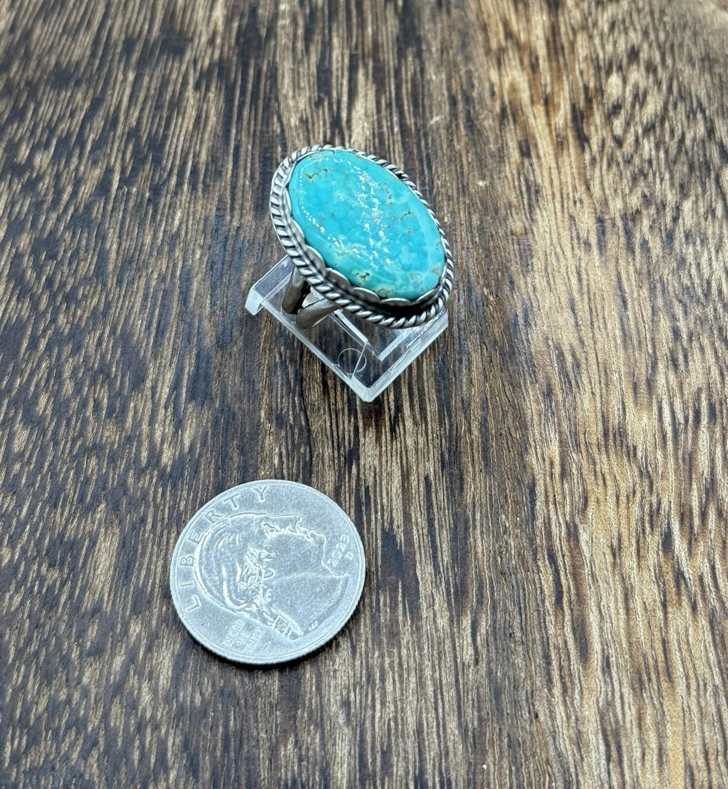 Native American Navajo Handmade Sterling Silver Royston Turquoise Ring Size 7