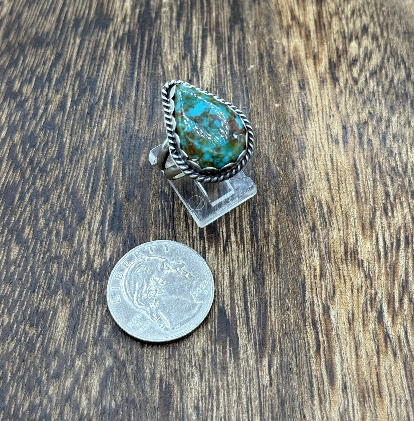 Native American Navajo Handmade Sterling Silver Royston Turquoise Ring Size 8