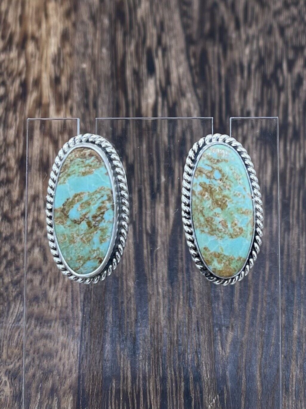 Navajo Handmade Sterling Silver Sonoran Turquoise Post Stud Earrings Byron Begay