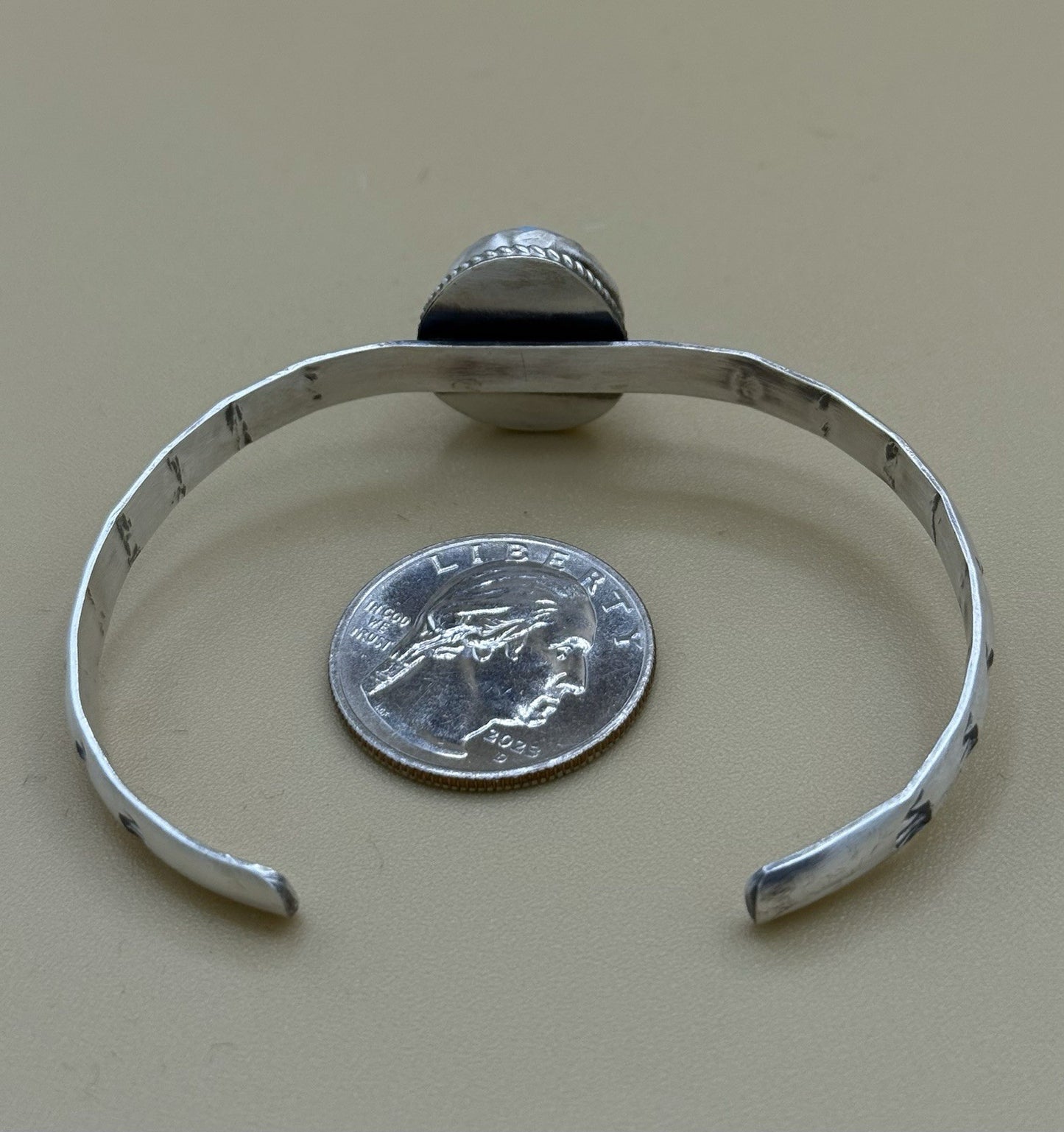 Navajo Handmade Sterling Silver Golden Hills Turquoise Stacker Cuff Bracelet