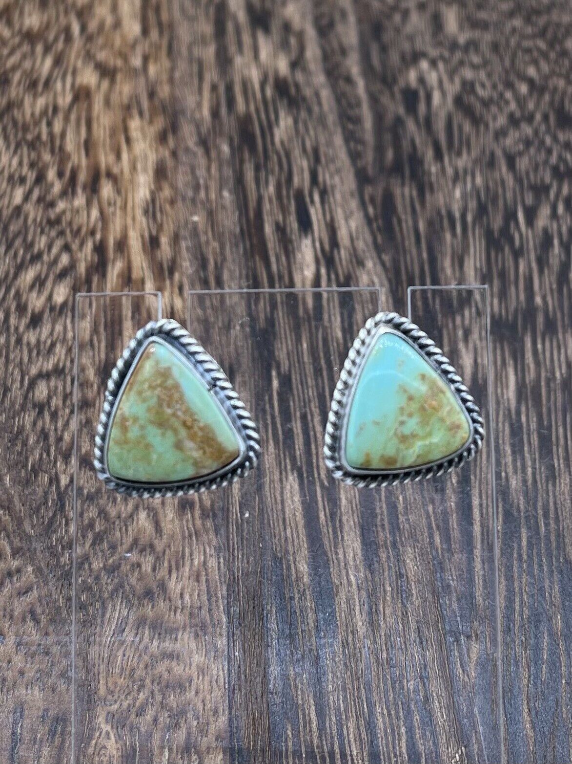 Navajo Handmade Sterling Silver Sonoran Turquoise Post Stud Earrings Byron Begay