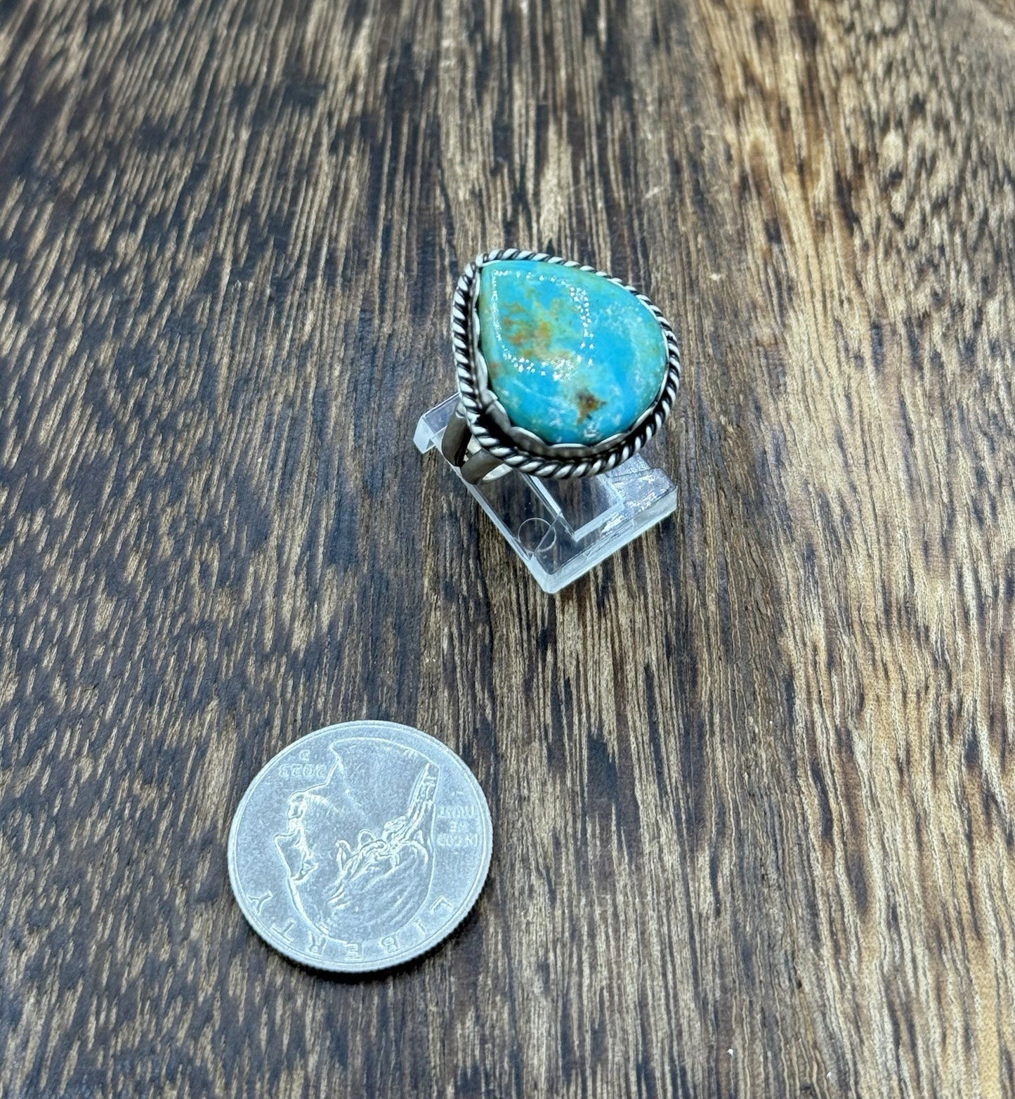 Native American Navajo Handmade Sterling Silver Royston Turquoise Ring Size 9