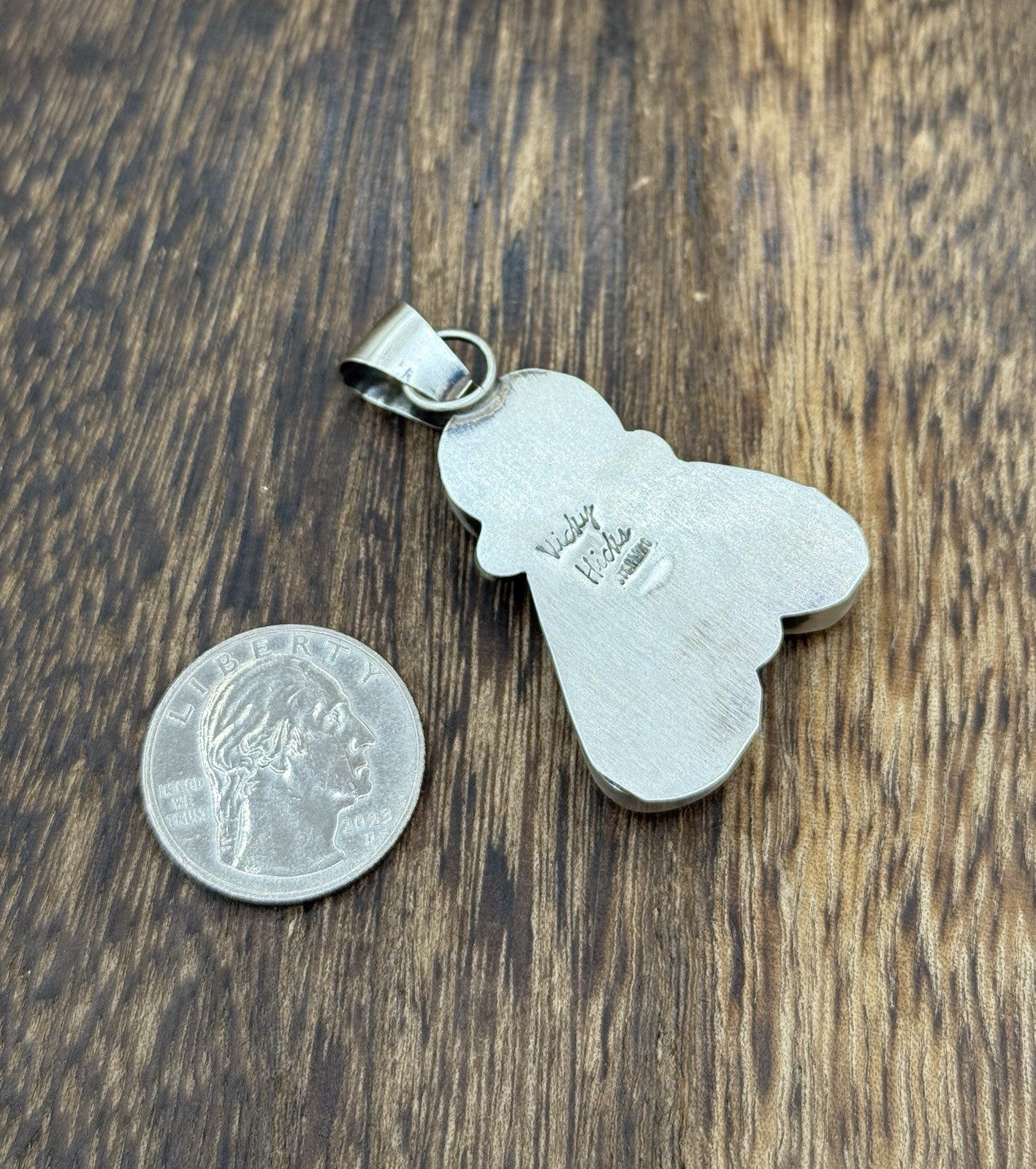 Navajo Handmade Sterling Silver Orange Spiny Oyster Shell Cluster Drop Pendant