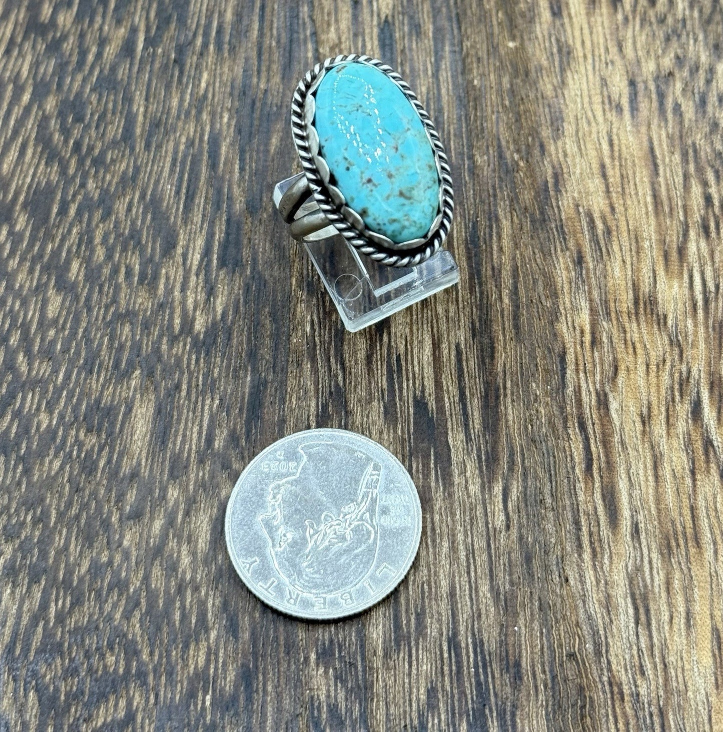 Native American Navajo Handmade Sterling Silver Royston Turquoise Ring Size 9