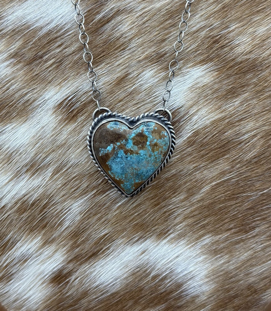 Native Navajo Handmade Sterling Silver Royston Turquoise Bar Necklace 18”