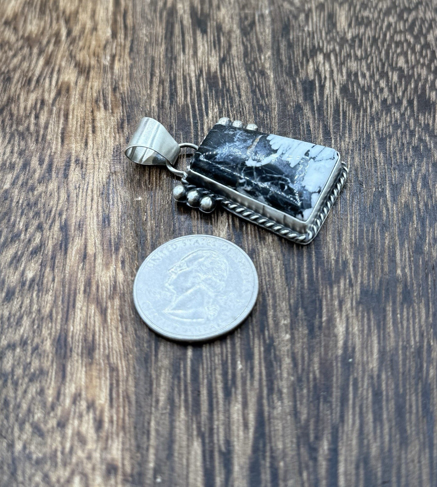 Native American Navajo Handmade Sterling Silver White Buffalo Pendant Old Look
